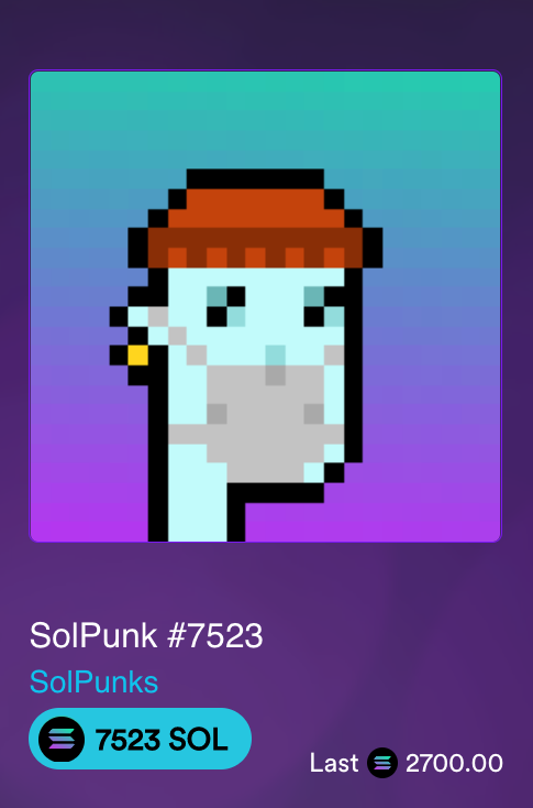 Fake SolPunk sold for 2700 SOL on Solanart.io