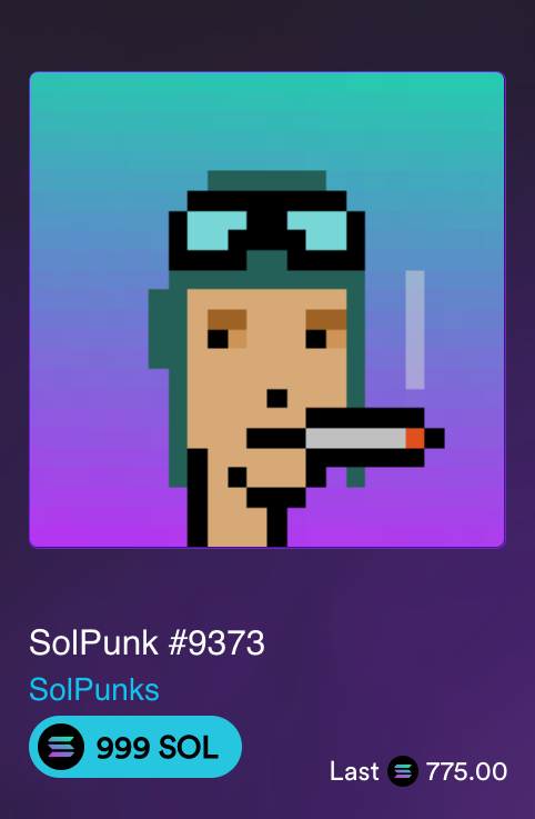 Fake SolPunk sold for 775 SOL on Solanart.io