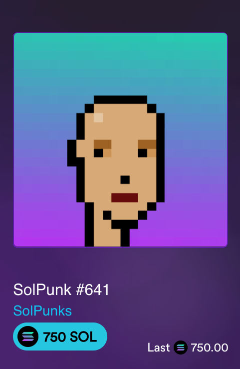 Fake SolPunk sold for 750 SOL on Solanart.io