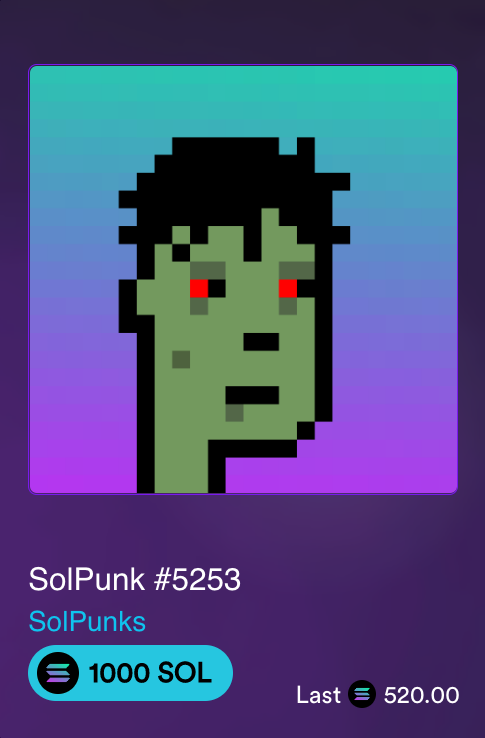 Fake SolPunk sold for 520 SOL on Solanart.io